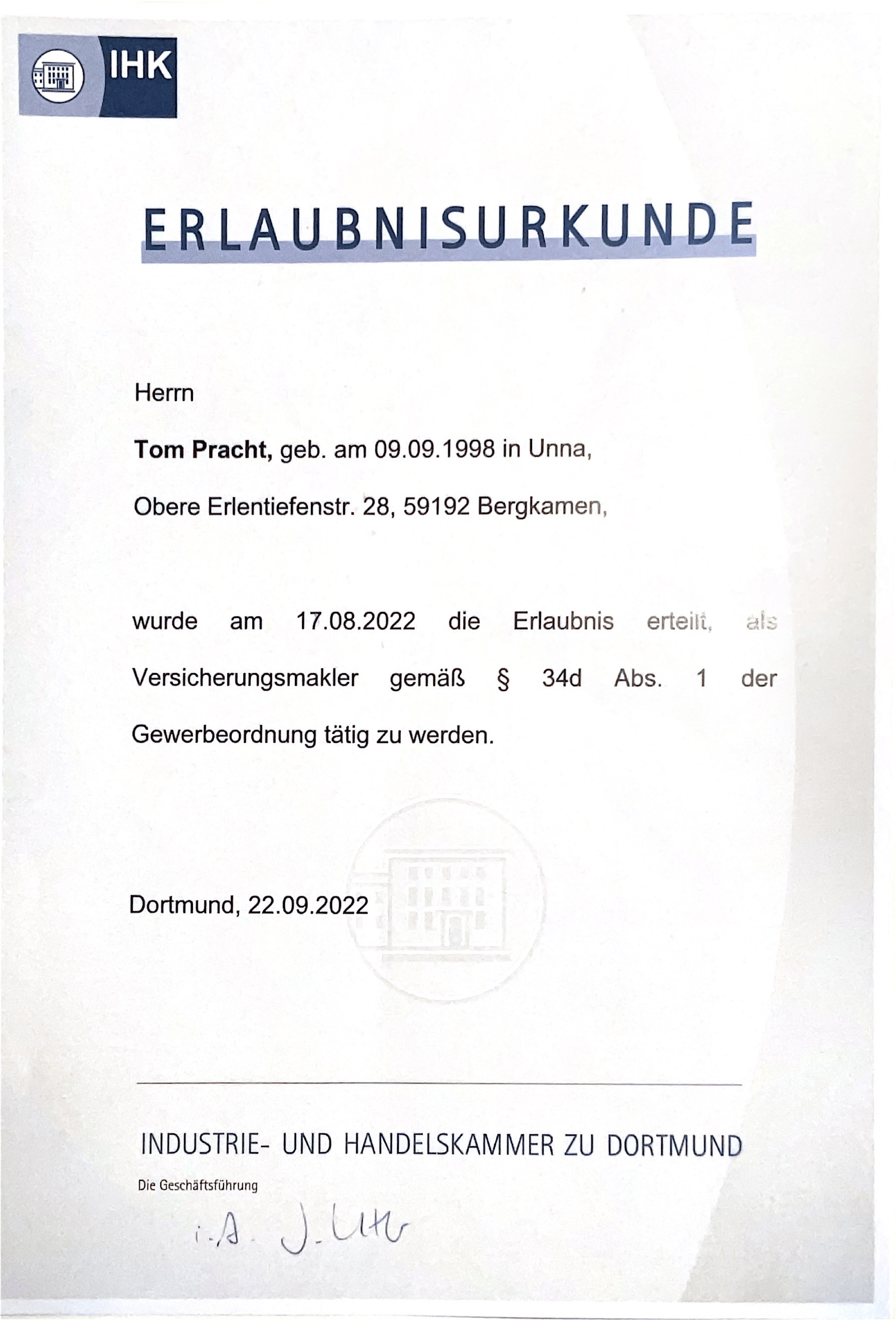 IHK Zertifikat